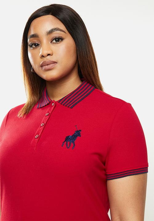 POLO - Plus Leah short sleeve golfer dress - red