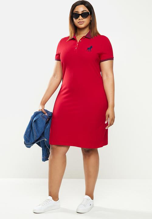 POLO - Plus Leah short sleeve golfer dress - red