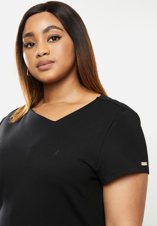 POLO - Plus Natasha short sleeve business dress - black