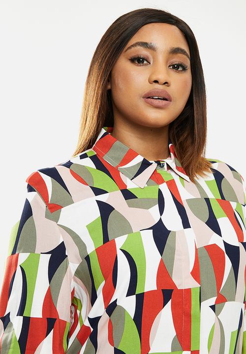 POLO - Plus Jennifer long sleeve print shirt - multi 