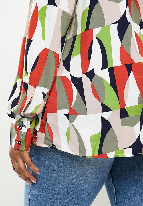 POLO - Plus Jennifer long sleeve print shirt - multi 