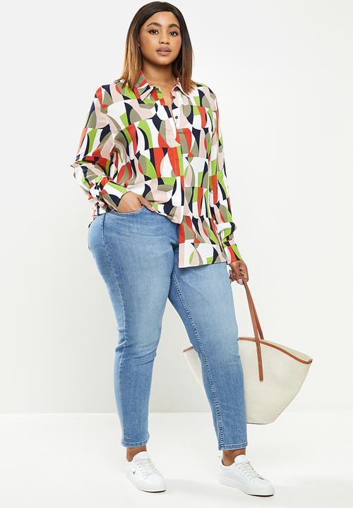 POLO - Plus Jennifer long sleeve print shirt - multi 