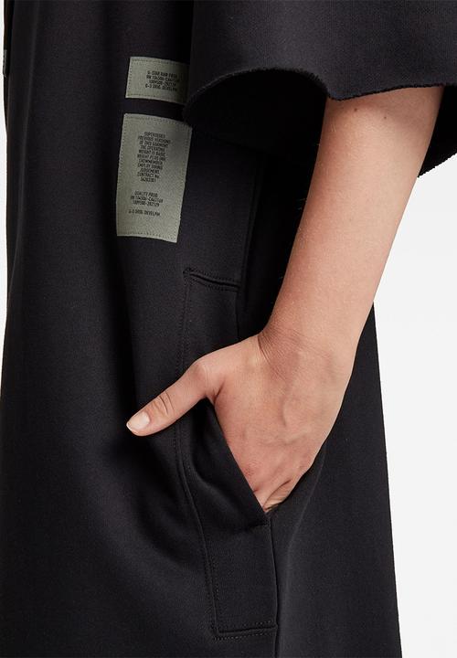 G-STAR - Long hooded sweat dress - black