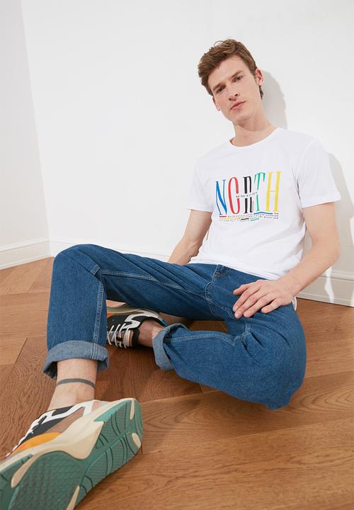 Trendyol - Printed short sleeve tee - white