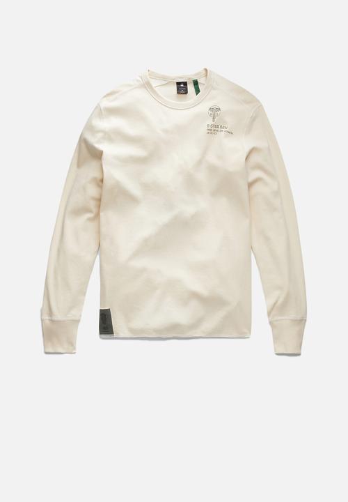 G-STAR - Back graphic tweeter r t long sleeve - ecru