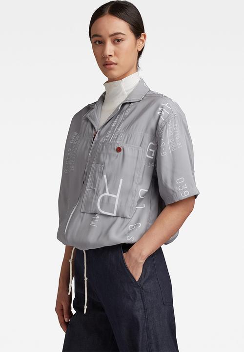 G-STAR - Hawaiian shirt printed - charcoal extreme