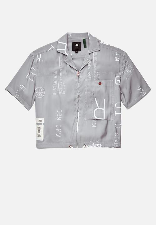 G-STAR - Hawaiian shirt printed - charcoal extreme