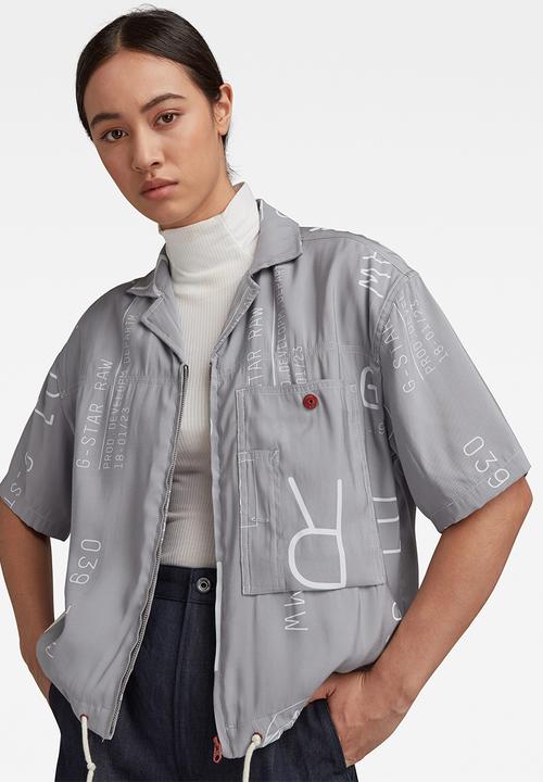 G-STAR - Hawaiian shirt printed - charcoal extreme