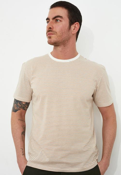 Trendyol - Stripe short sleeve tee - stone