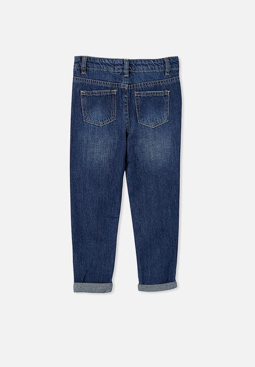 Cotton On - India slouch jean - midnight wash/rips/message