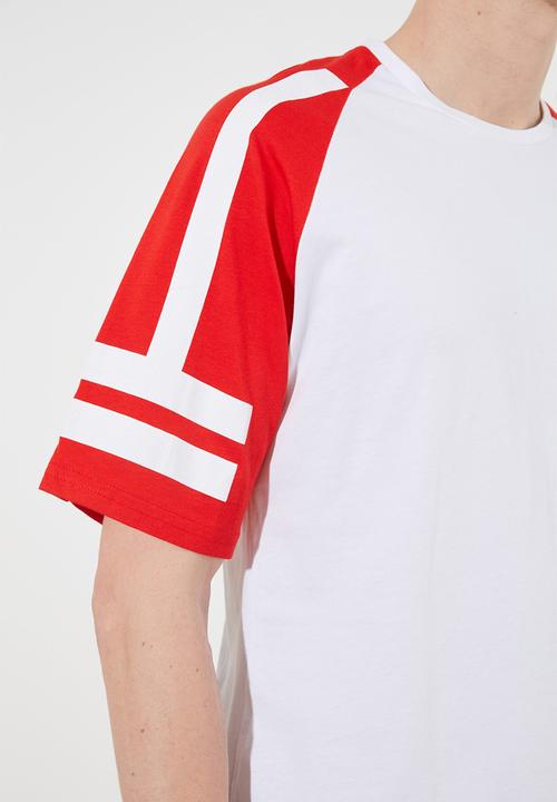 Trendyol - Contrast sleeve tee - white & red