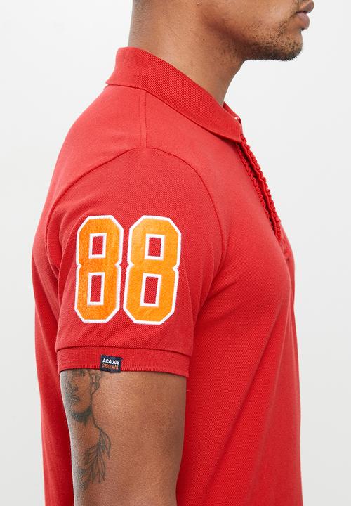 Aca Joe - Mens embossed logo golfer - red 