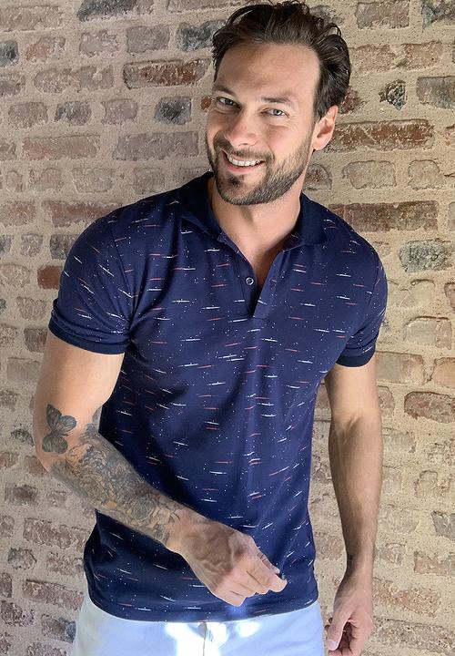 Trendyol - Patterned short sleeve golfer - navy