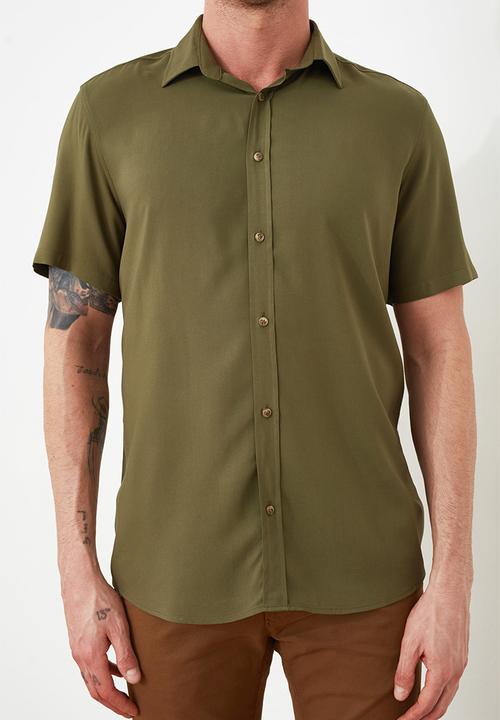 Trendyol - Plain short sleeve shirt - khaki