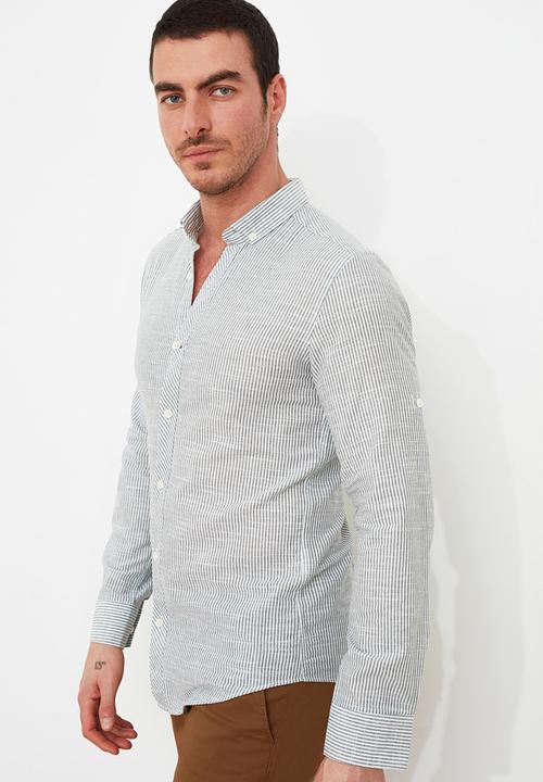 Trendyol - Plain long sleeve shirt - white & green 