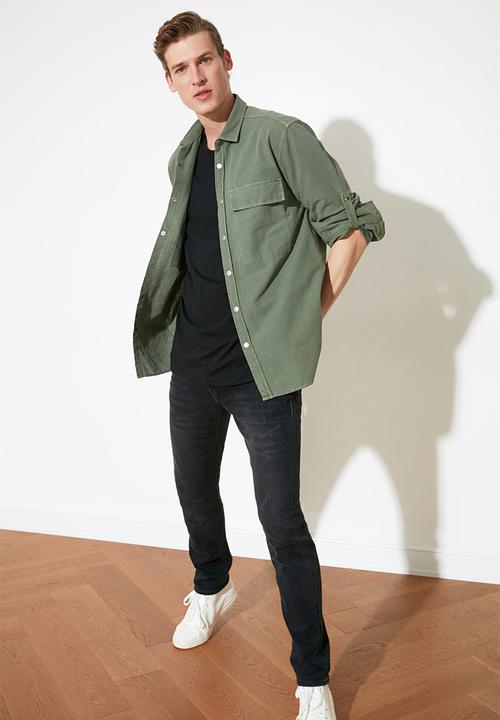 Trendyol - 2 pocket shirt - green