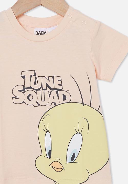 Cotton On - Jamie short sleeve tee-license - lcn wb peach tang/space jam tweety