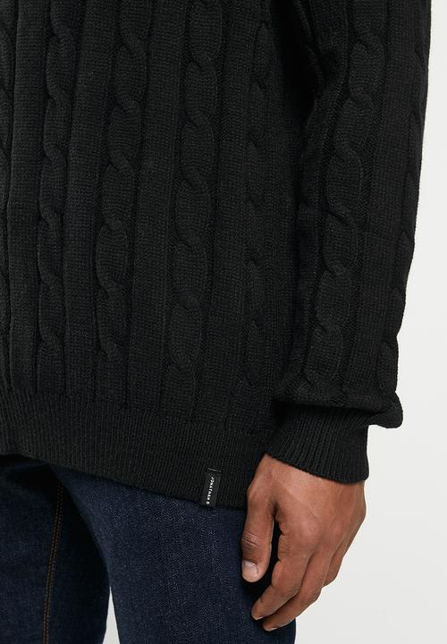 Jonathan D - Oversized high neck cable knit sweater - black