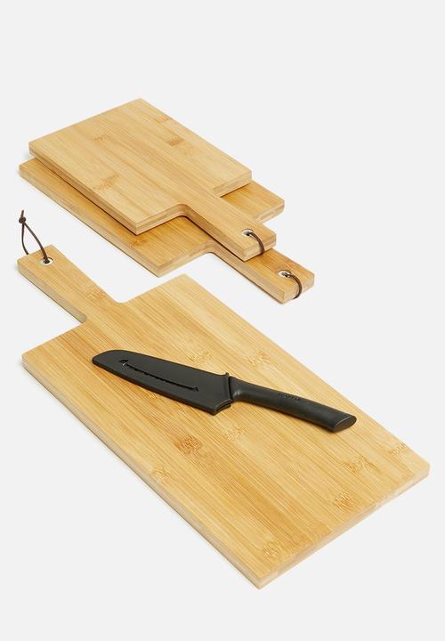 Excellent Houseware - Bamboo chop board set of 3 - neutral
