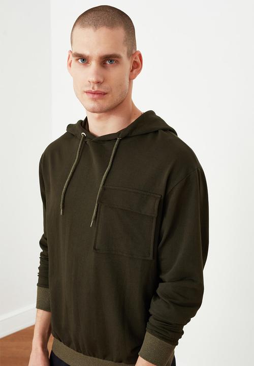 Trendyol - Utility pocket hoodie - khaki