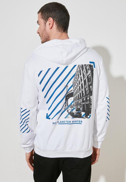 Trendyol - Back printed hoodie - white
