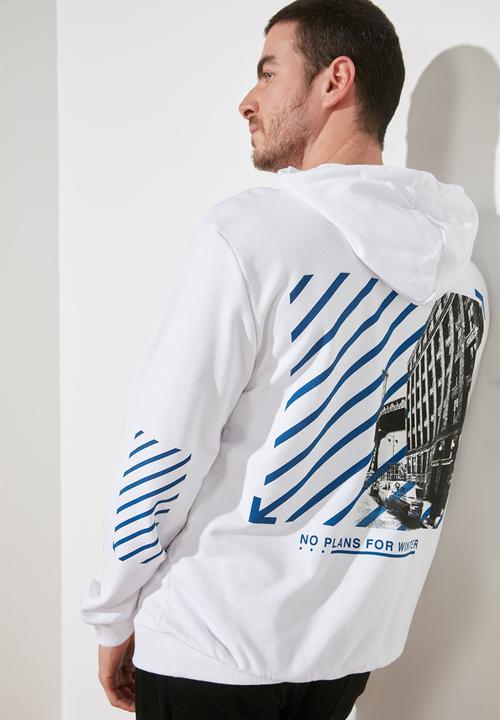 Trendyol - Back printed hoodie - white