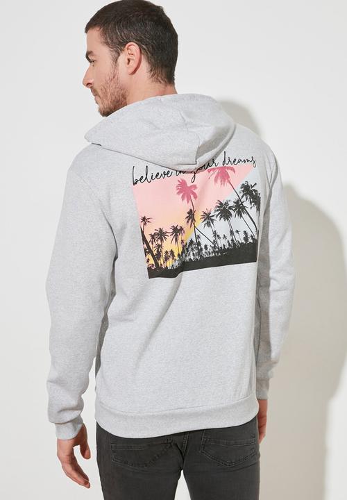Trendyol - Back printed hoodie - grey