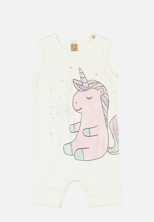 UP Baby - Unicorn romper & headband set - off white