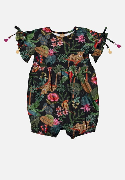 UP Baby - Floral playsuit - black