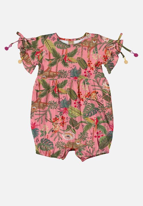 UP Baby - Floral playsuit - light red