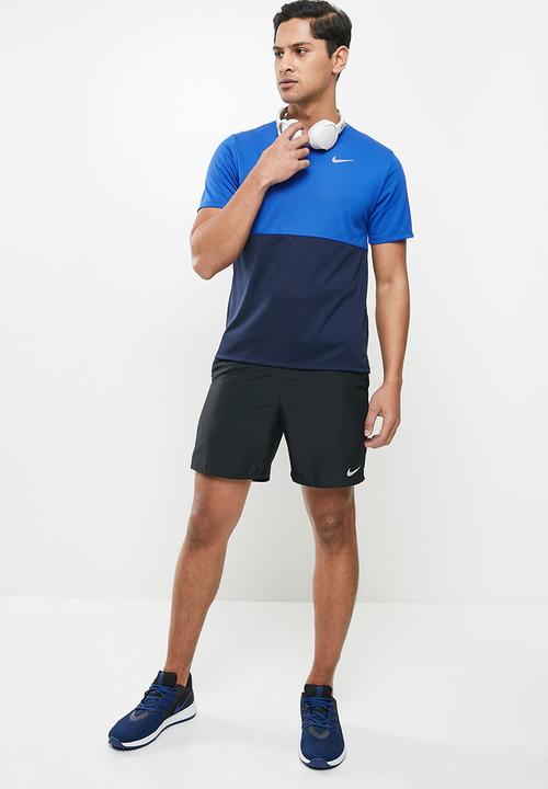 Nike - Nk df run short sleeve top  - game royal/obsidian/reflective silver