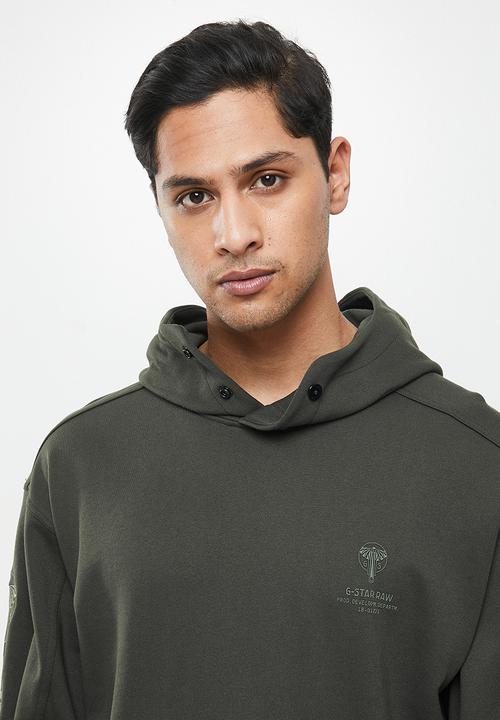 G-STAR - Sleeve graphic hooded sweat  - raven