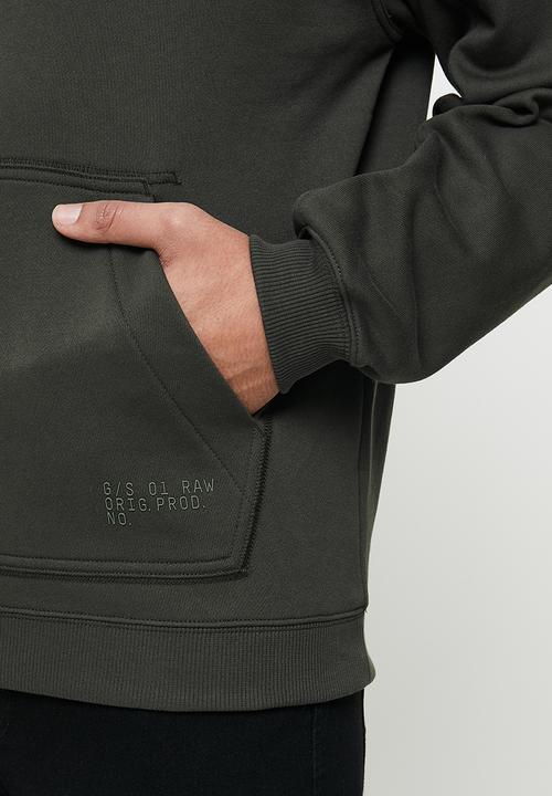G-STAR - Sleeve graphic hooded sweat  - raven