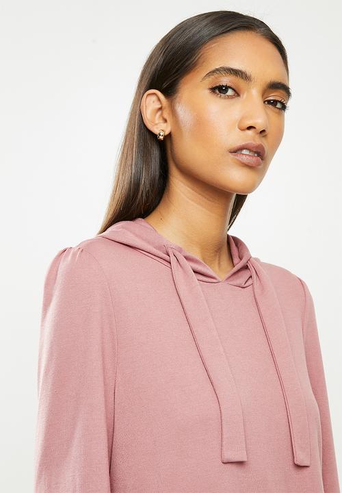 Jacqueline de Yong - Dale long sleeve hood sweat dress - rose