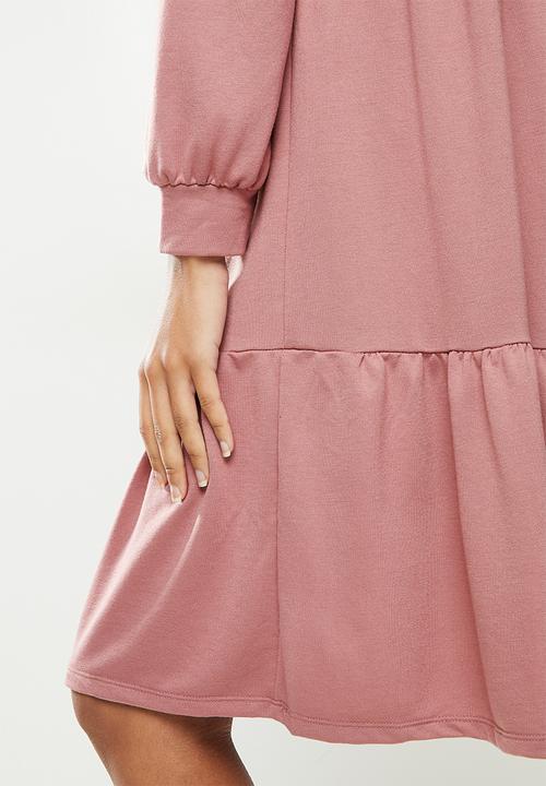 Jacqueline de Yong - Dale long sleeve hood sweat dress - rose