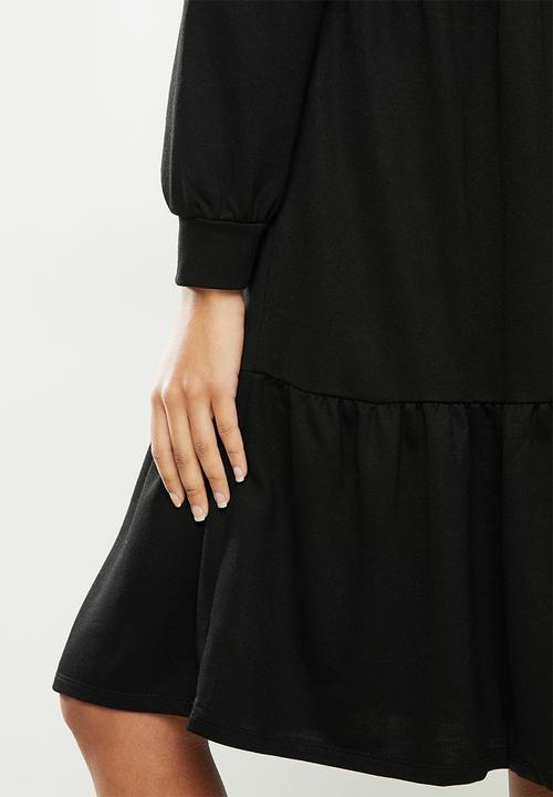 Jacqueline de Yong - Dale long sleeve hood sweat dress - black