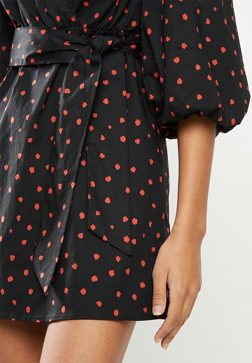 Glamorous - Vneck volume sleeve dress- black