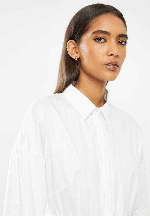 Glamorous - Anglaise shirt dress- white