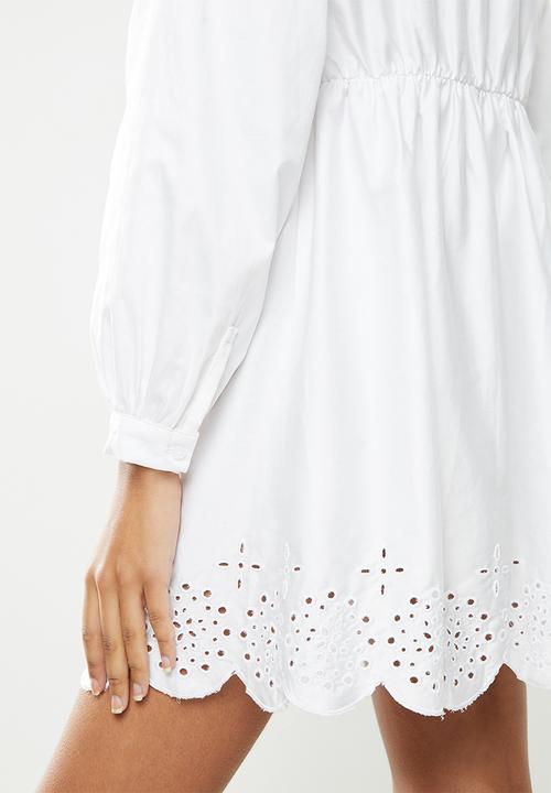 Glamorous - Anglaise shirt dress- white