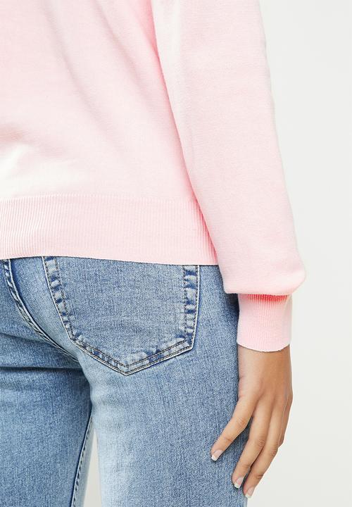 SISSY BOY - Rowe: vertical logo branded knit sweat with duo-tones - baby pink