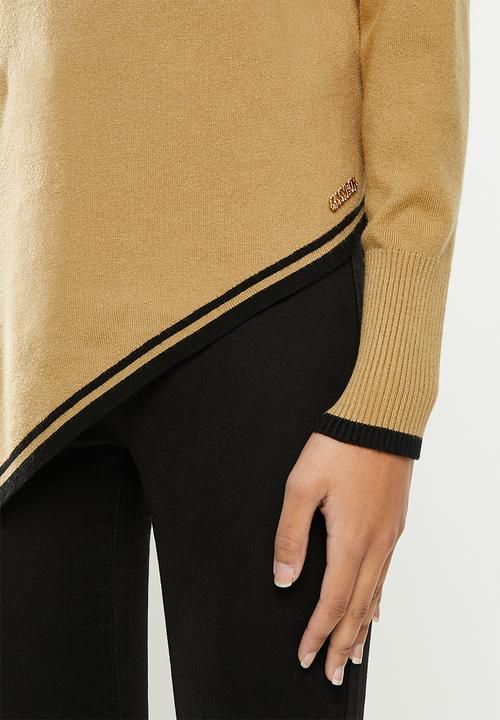 SISSY BOY - Nicole: assymetrical detailed duo-tone knit - camel