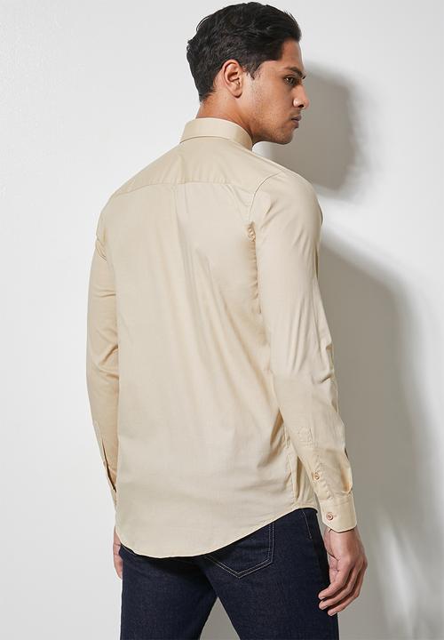 Superbalist - Jos slim fit long sleeve shirt - beige