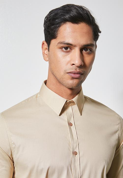 Superbalist - Jos slim fit long sleeve shirt - beige