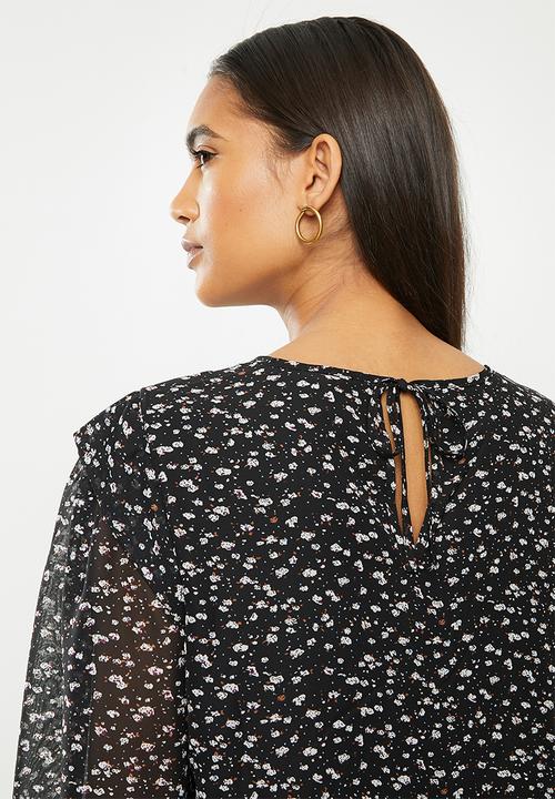 Vero Moda - Perla long sleeve detail top - black 
