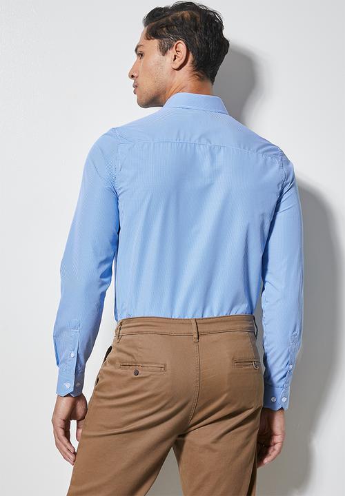 Superbalist - Jos slim check shirt - pale blue