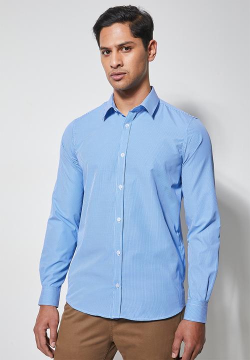 Superbalist - Jos slim check shirt - pale blue