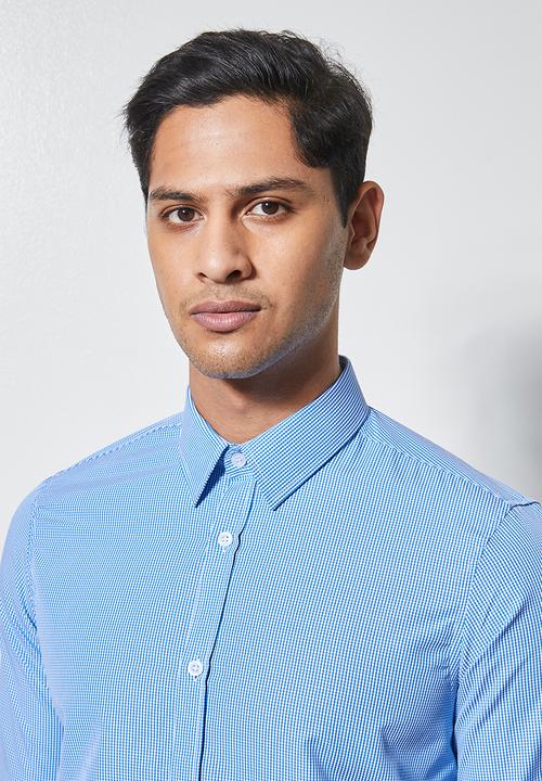 Superbalist - Jos slim check shirt - pale blue