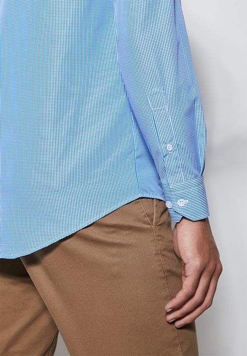 Superbalist - Jos slim check shirt - pale blue