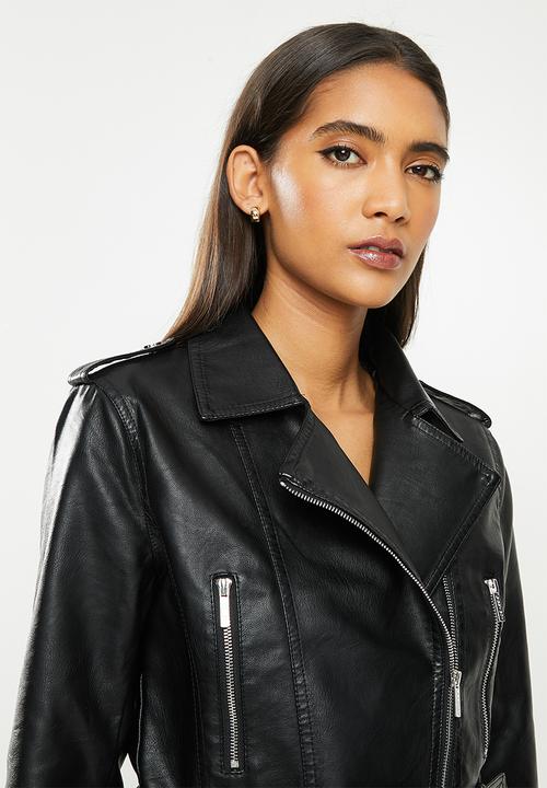 SISSY BOY - Cano: crop pu biker jacket - black