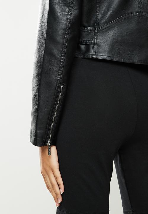 SISSY BOY - Cano: crop pu biker jacket - black